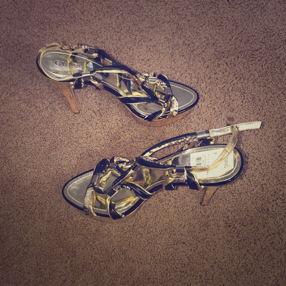 Multi colored guess platform sandal